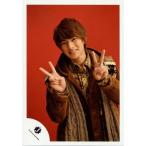 中古生写真(ジャニーズ) KinKan/平野紫耀/上半身・衣装茶・シャツ黄チェック柄・両手ピース・背景赤/公式生写真