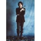 中古生写真(男性) 松村優/全身・衣装黒・右手花・足元に植物・背景水色/スタジオライフ×東映ビデオ舞台プロジェクト『死の