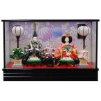 雛人形 ケース飾り コンパクト おしゃれ 間口55ｃｍ黒塗り手毬桜 小三五親王菱台飾り（ＳＵ2頭）