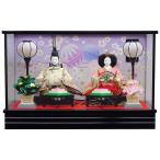 雛人形 ケース飾り コンパクト おしゃれ 間口55ｃｍ黒塗り手毬桜 三五親王菱台飾り（A2頭）白衣裳