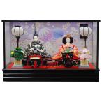 雛人形 ケース飾り コンパクト おしゃれ 間口55ｃｍ黒塗り手毬桜 小三五親王御所篭飾り（ＳＵ2頭）