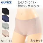 サニタリーショーツ 綿 羽根つき ひびきにくい 3枚セット M〜LL 生理用ショーツ 羽根付き セット 生理用パンツ 締め付けない 無地 サニタリー 生理 (在庫限り)