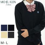 MICHELKLEIN 毛混 ウールニット ラグラン袖 Vネックセーター  M・L (ミッシェルクラン アウター) (送料無料) (在庫限り)