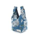 トートバッグ ナチュラル綿麻手描き風大花柄小物シリーズ 大花柄 キューブ BAG ブルー 20-3687 #2 おしゃれ グッズ 雑貨 トートバッグ 手さげ 花柄 おでかけ