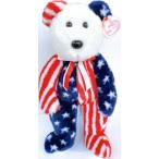 クマ　ぬいぐるみ　Lサイズ　Ty社　ビーニーズバディ　Spangie(Beanie Buddies)/ぬいぐるみ　アメリカ国旗柄カラー　星とストライプデザイン　ギフト