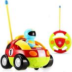 Haktoys My First RC Cartoon Race Car - Radio Control Toy for Toddlers, Kids, Boys &amp; Girls with Music and LED Headlights