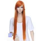 ロングストレート77cm「キャロットオレンジ」「ウィッグネット付」コスプレウィッグ ウイッグ ういっぐ オレンジ 橙 オレンジ色 耐熱(lo-t2735)