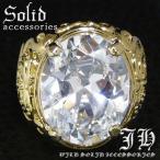 Yahoo! Yahoo!ショッピング(ヤフー ショッピング)R253 送料無料 超大粒煌きGlass多面カット高級プラチナゴールドRG加工リング 指輪HIPHOP ホスト系 HRお兄系 クリア クラウン 13号 16号 19号 おしゃれ