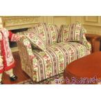 ミニチュア　レディアンのお気に入り　シックパープルのダブルソファ　クッション２個付き　LA023　ドールハウス用