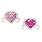 【予約】【ランキング1位】【ミステリーセッティング】【オススメ】キュートハート取り巻きタイプ！計0.80ctUPルビーorピンクサファイアリング【デイリー,リ