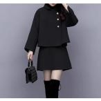 ショッピング卒業式 セットアップ 40代 セットアップ レディース 秋冬 2点セット ウール混コート 黒  羽織 ゆったり 体型カバー テーパードパンツ フォーマル 卒業式 入学式 セレモニー 40代