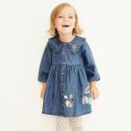  Denim One-piece рубашка девочка длинный рукав одноцветный юбка flair детская одежда симпатичный посещение детского сада посещение школы Kids девушки ребенок одежда простой весна осень-зима casual свадьба ..