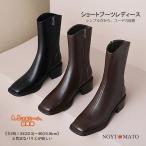 ショートブーツ レディース スクエアトゥ ローヒール サイドジッパー ウエスタンブーツ PU 柔らかい カジュアル 履きやすい 歩きやすい 大人 おしゃれ 黒 茶色