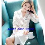 ネグリジェ レディース 前開き ネグリジェ 長袖 ワンピース シャツパジャマ  ルームウェア 部屋着 ナイトウェア ネグリジェ 無地 寝巻き 可愛い シンプル