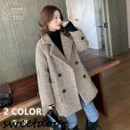 ショッピング柄 チェスターコート レディース 秋冬 チェック柄 チェスターコート ミディアム丈 ラシャコート ダッフルスーツオーバー  アウター 通勤着痩せ オシャレ 40代