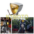 ハーレー EバイクS ヴィンテージ トライアングル ヘッドライト H4 12V 55/60W ヘッドランプ チョッパー クルーザー カスタム アンバーレンズ付き
