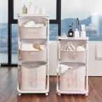 ランドリーバスケット 2段 3段 ランドリーラック 洗濯かご キャスター付き KNK ランドリーワゴン カゴ 省スペース 分別収納 洗濯物移動がラク 収納力アップ