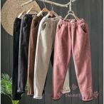 裏起毛パンツ レディース 秋冬 コーデュロイ風 KNK(株) きれいめ 長ズボン 暖かい カジュアル 無地 通勤 ゆったり 体型カバー 防寒