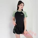 スクール水着女の子セパレート上下セット水陸両用半袖ショートパンツキッズジュニア女児子供学校小学生中学生UVカットKNK動きやすく安心学校プール必須人気水着