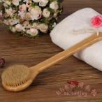 天然豚毛ボディブラシ 硬め 曲柄 背