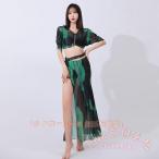  Berry танцевальный костюм комплект урок надеты выставить модный KNK( АО ) украшен блестками гонки V шея разрез длинный длина сетка принт танцевальный костюм ....