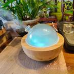 加湿器 木製 丸ドーム アロマ ガラス 乾燥対策 アロマディフューザー 加湿機 LED照明 アロマランプ KNK ナイトライト 超音波 アロマ 寝室 リビング おしゃれ