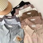 長袖シャツ レディース 無地 カジュアルシャツ ゆったり ブラウス KNK(株） シンプル 重ね着 秋 春 トップス 通勤 オフィス 体型カバー 着回し