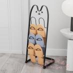 スリッパラック猫顔4足用スリム折り...