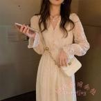 パーティードレス ロングワンピース 総レース Vネック KNK(株） 結婚式 お呼ばれ 二次会 披露宴 上品 きれいめ 30代40代 レディース