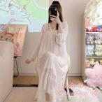 ネグリジェ ロング 姫 ワンピース パジャマ レディース KNK(株） ナイトドレス 春 夏 長袖 かわいい ルームウェア おしゃれ 部屋着 寝間着 シースルー