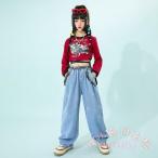  Denim брюки Kids 120/140 танцевальный костюм обычно надеты k-pop способ hip-hop Dance одежда повреждение способ KNK( АО ) распродажа немедленная уплата ликвидация запасов симпатичный Street 
