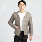 インナーダウン メンズ Vネック ノーカラー 裏起毛 KNK(株) 中綿ジャケット 裏ボア 防寒 暖かい 大きいサイズ 無地 冬服 アウター ショート 長袖