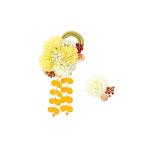 (ソウビエン) 髪飾り 卒業式 成人式 振袖 日本製 ピンポンマム 菊 ぶら飾り 2点セット 黄色に白など(kaz6014cm)格安セール
