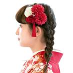 (ソウビエン) 髪飾り 成人式 卒業式2点セット 赤 黄 菊 薔薇 花 房紐 コサージュ