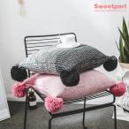 クッションカバー グラデーション 45×45cm ニット 背当てカバー 座布団カバー インテリア ふわふわ タッセル付き 北欧 雑貨