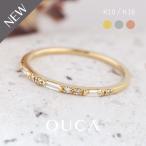 ショッピングダイヤモンド OUCA ダイヤモンド リング 指輪 バゲットカット 18金 10金 K18 K10 細い 重ね付け 女性 レディース 誕生日 プレゼント 金属アレルギー 対応 ピンクゴールド
