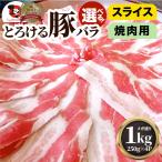 ショッピングバラ 豚バラ肉 1kg スライス 焼肉 豚肉 250g×4パック メガ盛り 豚肉 バーベキュー 焼肉 スライス バラ 小分け 便利