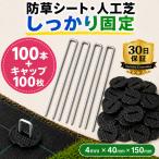 U字ピン 100本 押さえキャップ100枚付 黒 4mm×40mm×150mm 