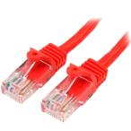 StarTech.com 0.5m カテゴリー5e LANケーブル レッド RJ45コネクタ(ツメ折れ防止カバー付き) イーサネット対応Cat5e UTPケーブル 45PAT50CMRD
