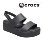 クロックス Crocs サンダル レディース ブルックリン ロウ ウェッジ ウィメン BROOKLYN LOW WEDGE Ws ウェッジヒール 206453-060 ブラック/ブラック 黒