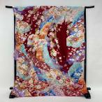 ショッピング振袖 振袖 中古 赤 正絹 古典 裄68cm 身丈172cm 美品 L サイズ 成人式 5079