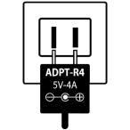 ADPT-R4　ACアダプター・入力電圧：AC100V-240V・出力電圧： 5V-4A・極性：センター(+)・プラグ：外形5.5mm　内径2.1mm