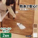 ホットカーペット カバー 木目調ホットカーペットカバー 2畳用 200x198 ホットカーペット本体 2点セット 防水