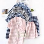 ダブルガーゼ チェック上下セット パジャマ ホームウェア おしゃれ 子供服 2点セット キッズ 株式会社錦長袖 子供 女の子 男の子 ルームウェア