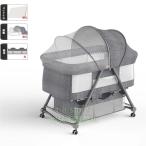 折りたたみベビーベッド ゆりかご ベビーラック 折りたたみ 組み立て不要 収納便利 キャスタ付き 通気 カバー外せる洗濯可能 送料無料