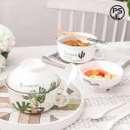 ラーメン丼 インスタントラーメン鉢 蓋付きセラミック国産ラーメン丼 電子レンジ対応の日本の食器 軽い 株式会社錦 割れにくい 無料のスプーンと箸