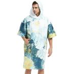 Nu-Juneビーチサーフィンポンチョ印刷タオルを変える屋外フード付き女性男性水泳ダイビング速乾性バスローブマント