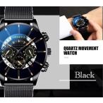 2 腕時計　時計 日付 カレンダー　ステンレス メッシュ アナログ メンズ クォーツ ファッション時計 オシャレ ウォッチ ブラック