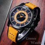 2 腕時計　 時計　ツートン アナログ メンズ クォーツ 時計 高品質 レザー ファッション時計 オシャレ ウォッチ ブラックイエロー