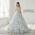 カラードレス ウェディングドレス グリーン花柄 プリンセスライン　7号 9号 11号　前撮り 後撮り 披露宴 結婚式  演奏会用ドレス 舞台衣装 cd13052